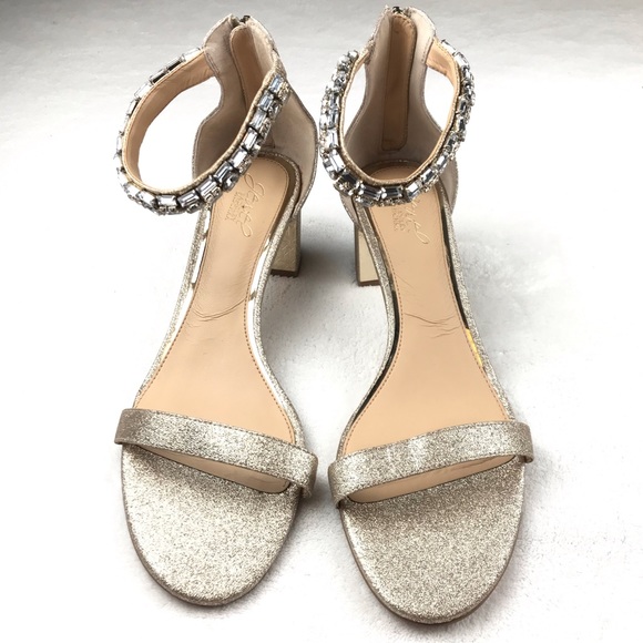 Badgley Mischka gold sparkling sandals - Picture 2 of 6